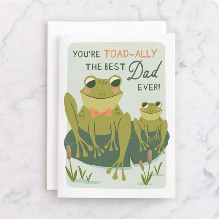 "Toadally the best Dad" - Single Greeting Cards in Frog by Karidy Walker - Front