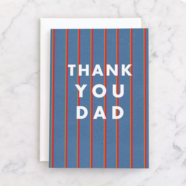 "Pinstripe" - Single Greeting Cards in Denim by AK Graphics - Front