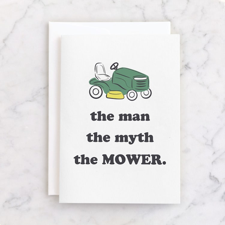 "Man, Myth, Mower" - Single Greeting Cards in Chalk by Itsy Belle Studio - Front