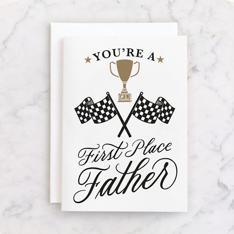 "You're A First Place Father" - Single Greeting Cards in Ink by Doris Wai - Front