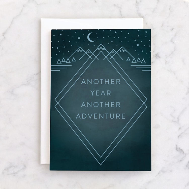 "Mountain Sky" - Single Greeting Cards in Navy by Summer Winkelman - Front