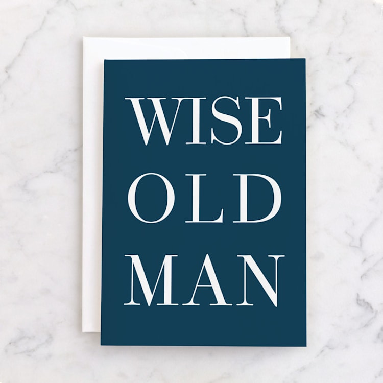 "Wise Old Man" - Single Greeting Cards in Navy by Alicia Schultz - Front