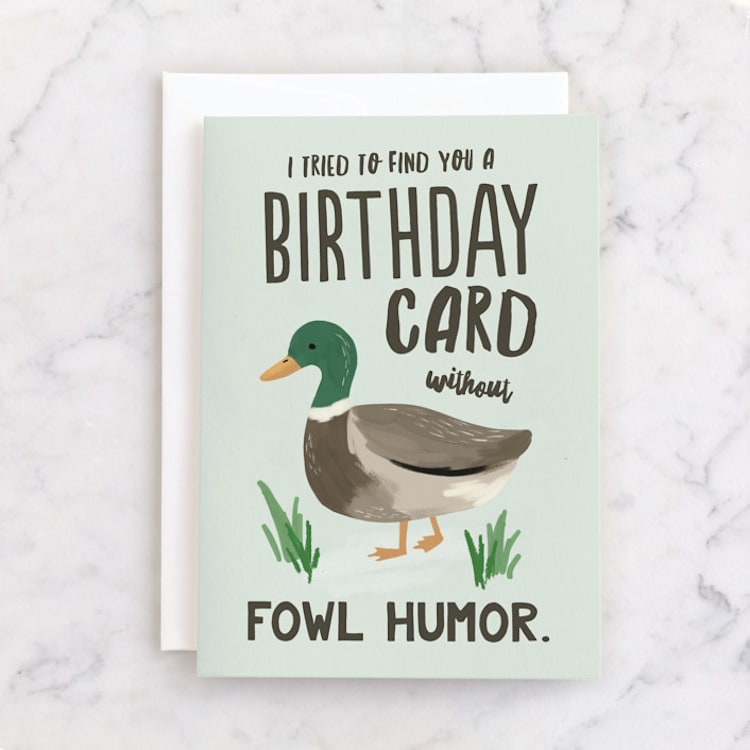 "Fowl Humor" - Single Greeting Cards in Mint by Everett Paper Goods - Front