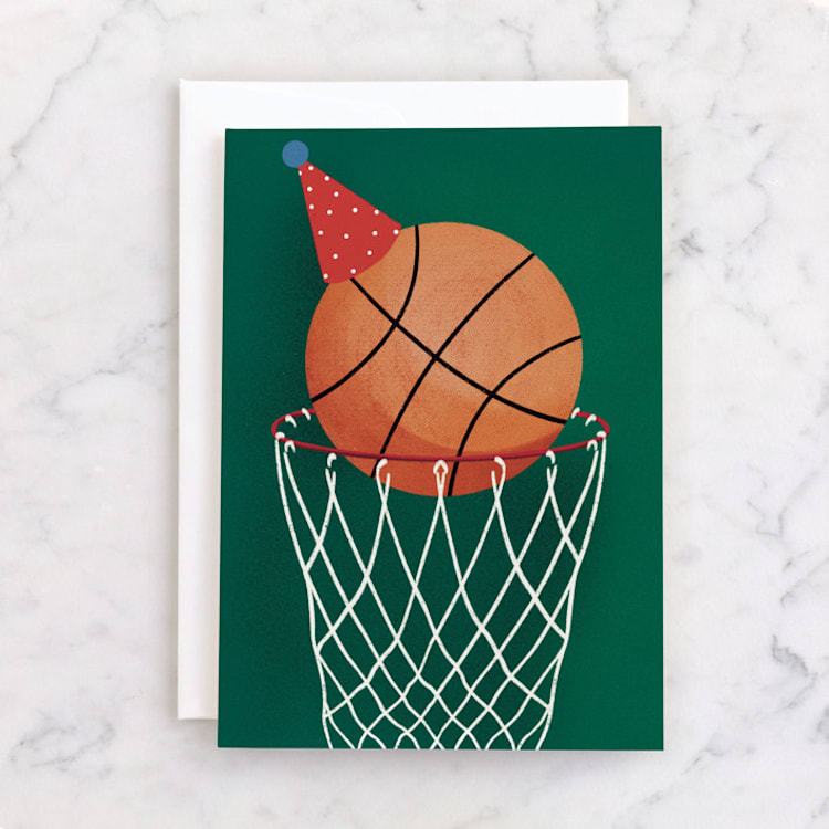 "Swishing You a Happy Birthday" - Single Greeting Cards in Jungle by Becky Nimoy - Front