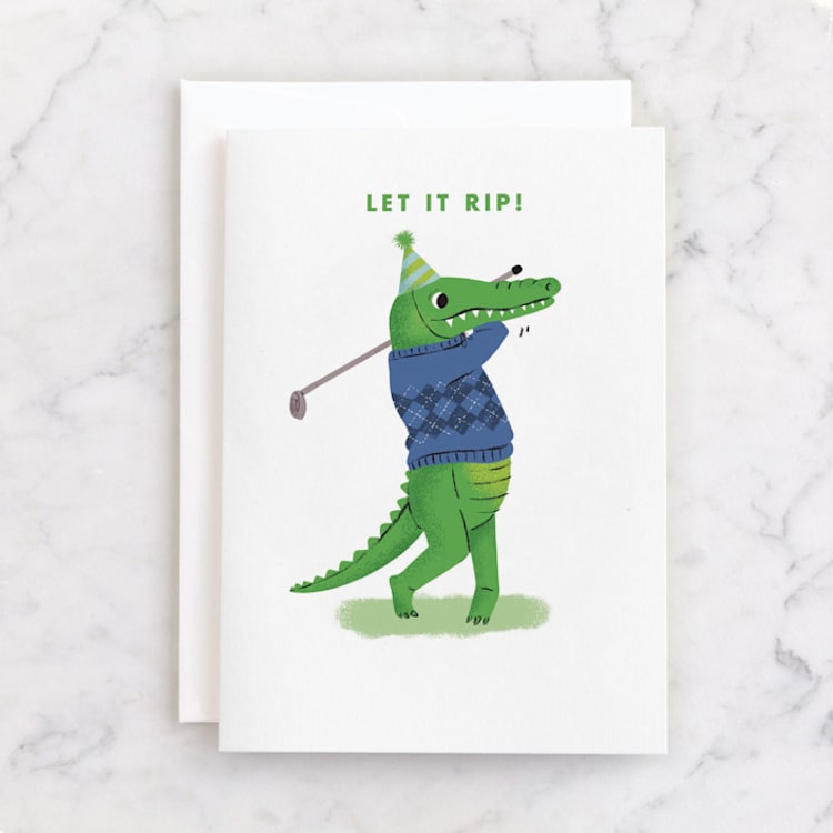 "Let It Rip" - Single Greeting Cards in Viridian by mo kelley - Front