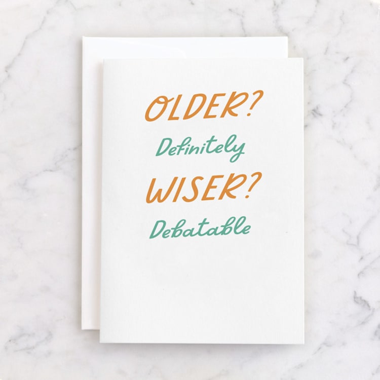 "Overrated" - Single Greeting Cards in Tangerine by Brandy Folse - Front