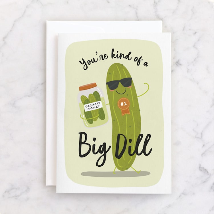 "Big Dill" - Single Greeting Cards in Cucumber by Erica Krystek - Front