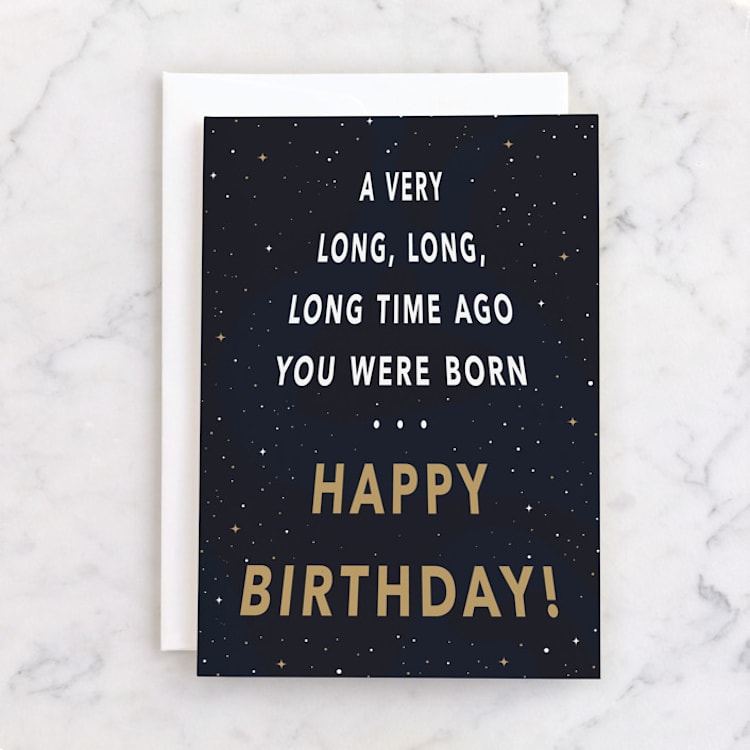 "A Long Time Ago" - Single Greeting Cards in Night Sky by Oma N. Ramkhelawan - Front