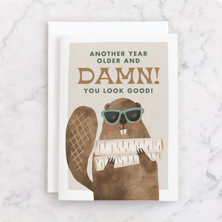 "damn you look good" - Single Greeting Cards in Leather by Karidy Walker - Front