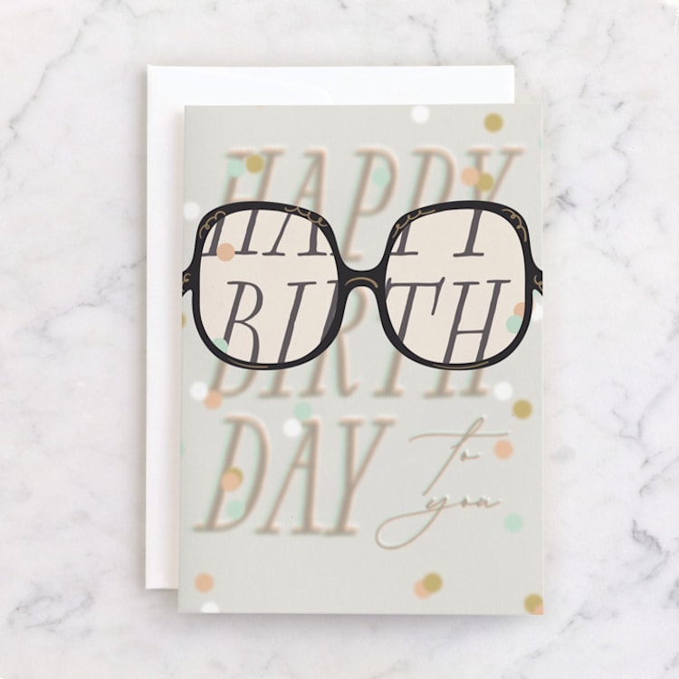 "Presbyopia" - Single Greeting Cards in Mist by Gwen Bedat - Front
