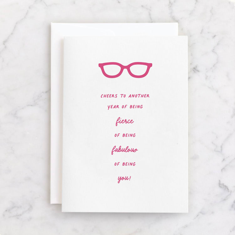 "Fierce Birthday" - Single Greeting Cards in Poppy by Sarah Hale - Front