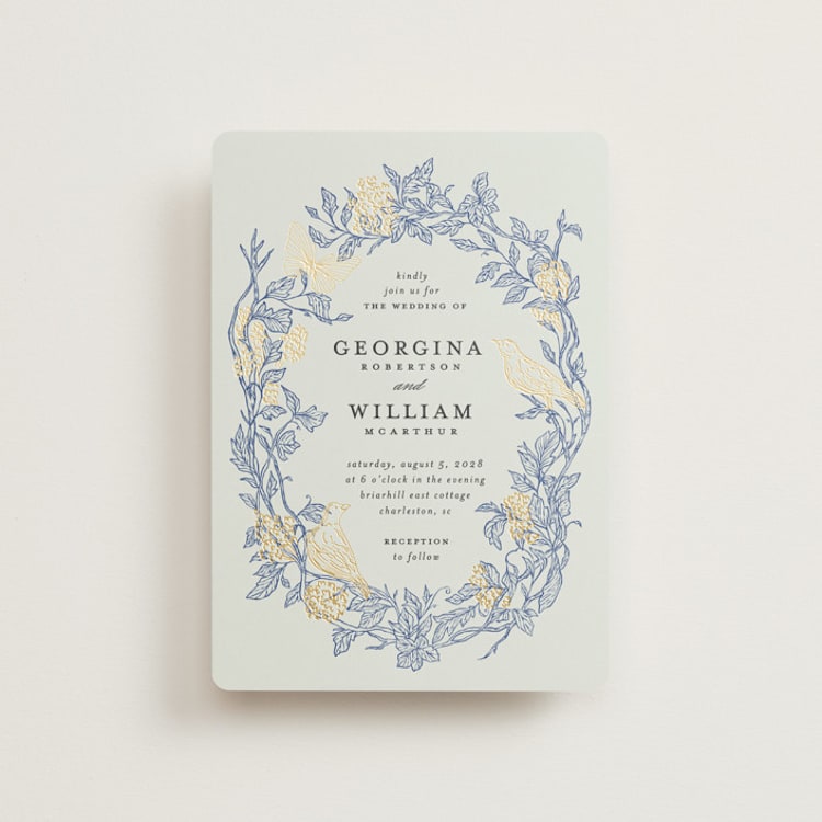 "meet me in the garden" - Wedding Invitations in Cornflower by Grae - Front
