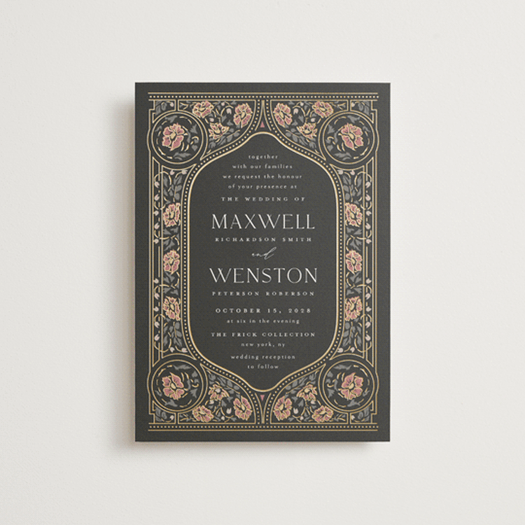 "Timeless Nature" - Wedding Invitations in Ebony by Ana de Sousa - Front