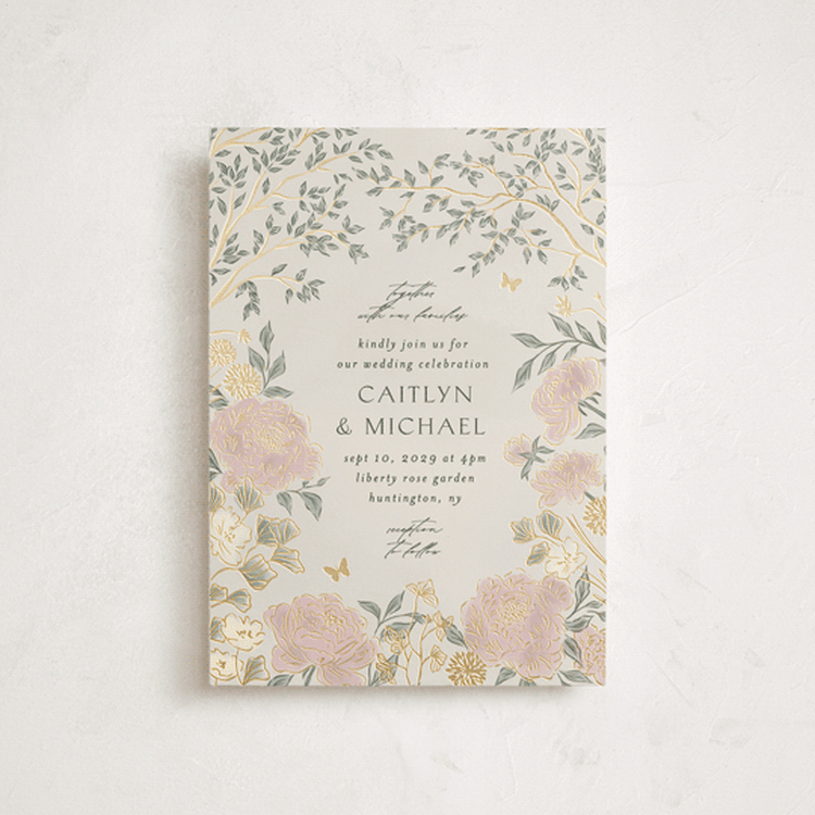 "dancing in the garden" - Wedding Invitations in Blush Meadow by Grae - Front