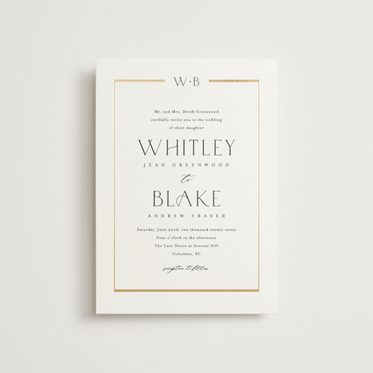 "Luster" - Wedding Invitations in Cotton by Stacey Meacham - Front
