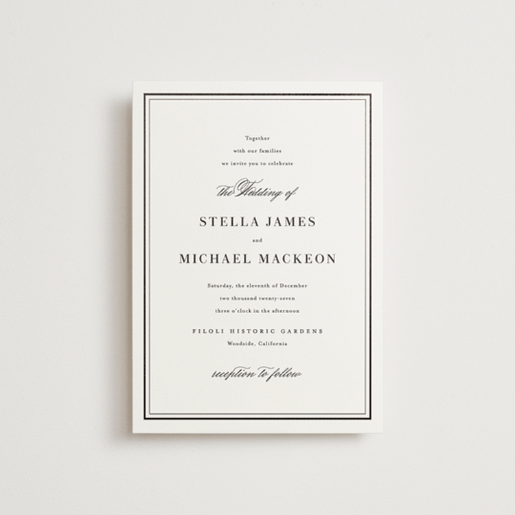 "Polished" - Wedding Invitations in Cotton by Jennifer Postorino - Front