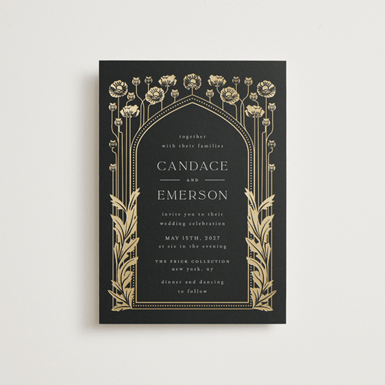 "Nouveau flowers" - Wedding Invitations in Onyx by Ana de Sousa - Front