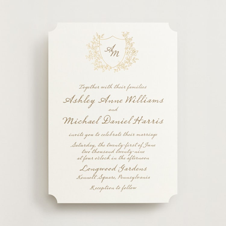 "Boho flower crest" - Wedding Invitations in Ivory by Cass Loh - Front