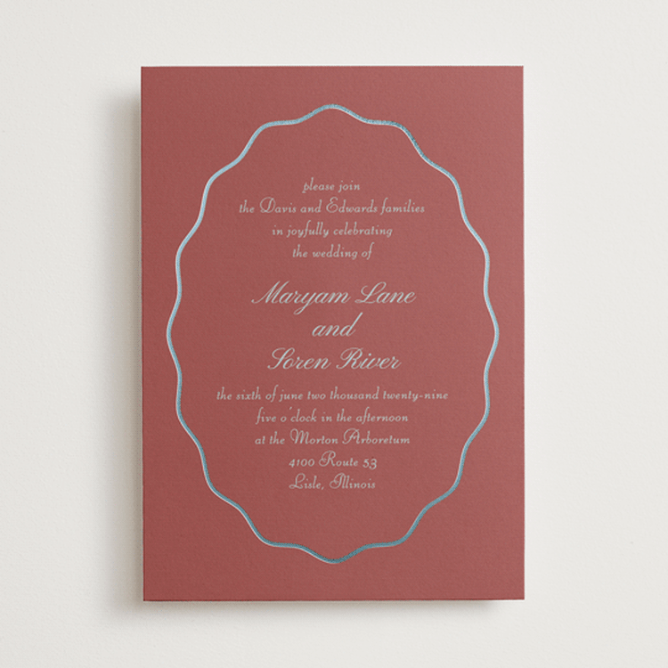 "Scallop Frame" - Wedding Invitations in Burgundy by Baumbirdy - Front
