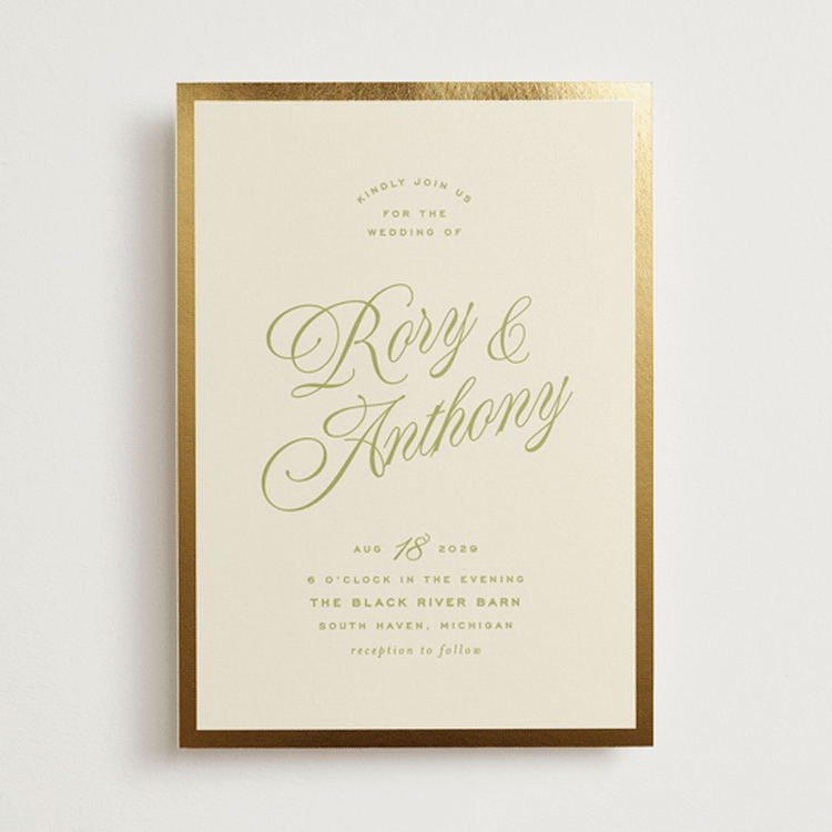 "rory" - Wedding Invitations in Olive by Ellen Schlegelmilch - Front