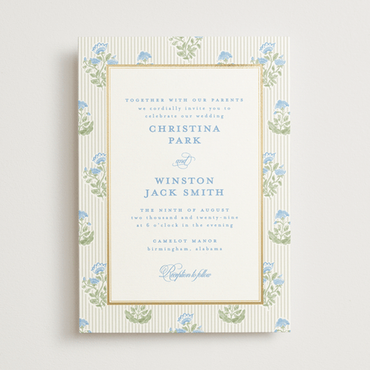 "Patterned florals" - Wedding Invitations in Powder by Creo Study - Front