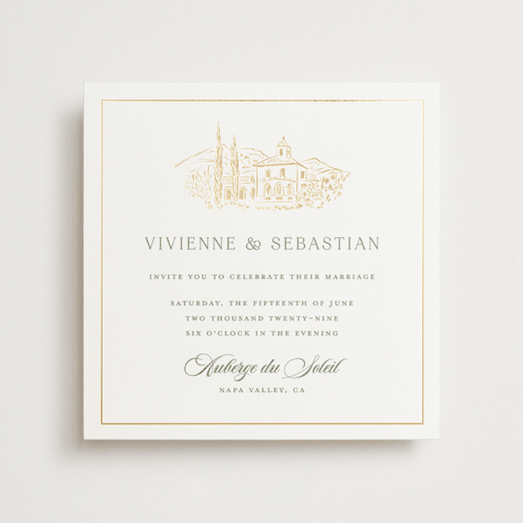 "Country Elegance" - Wedding Invitations in Sage by Lucrecia Caporale - Front