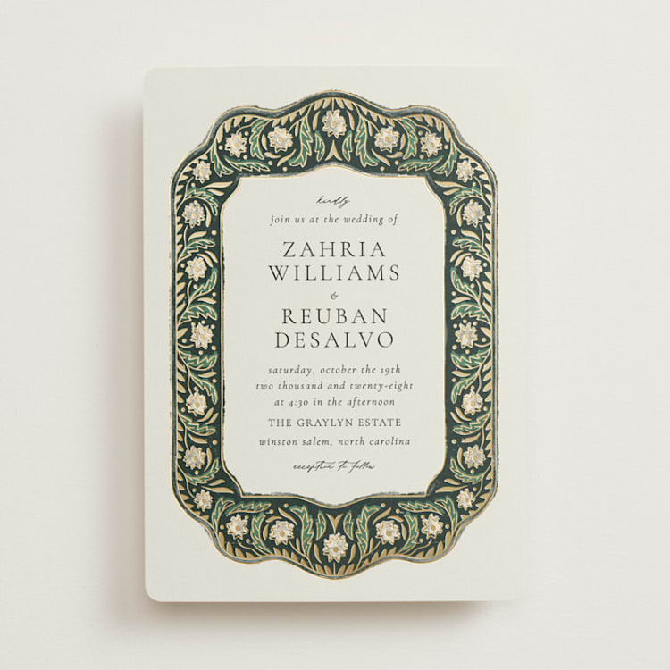 "Frame" - Wedding Invitations in Emerald by Jen Owens - Front
