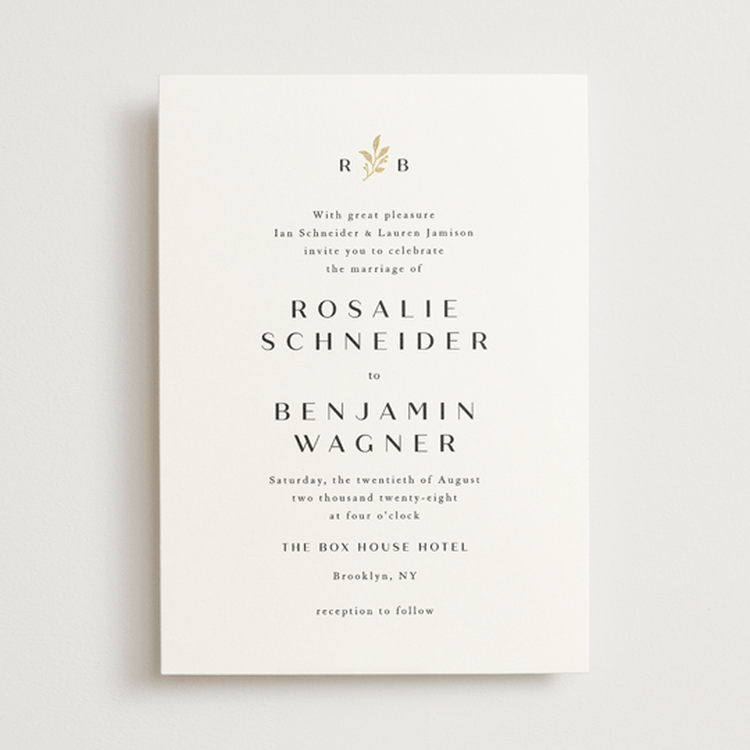 "Petite Sprig" - Wedding Invitations in Black Dahlia by Olivia Raufman - Front