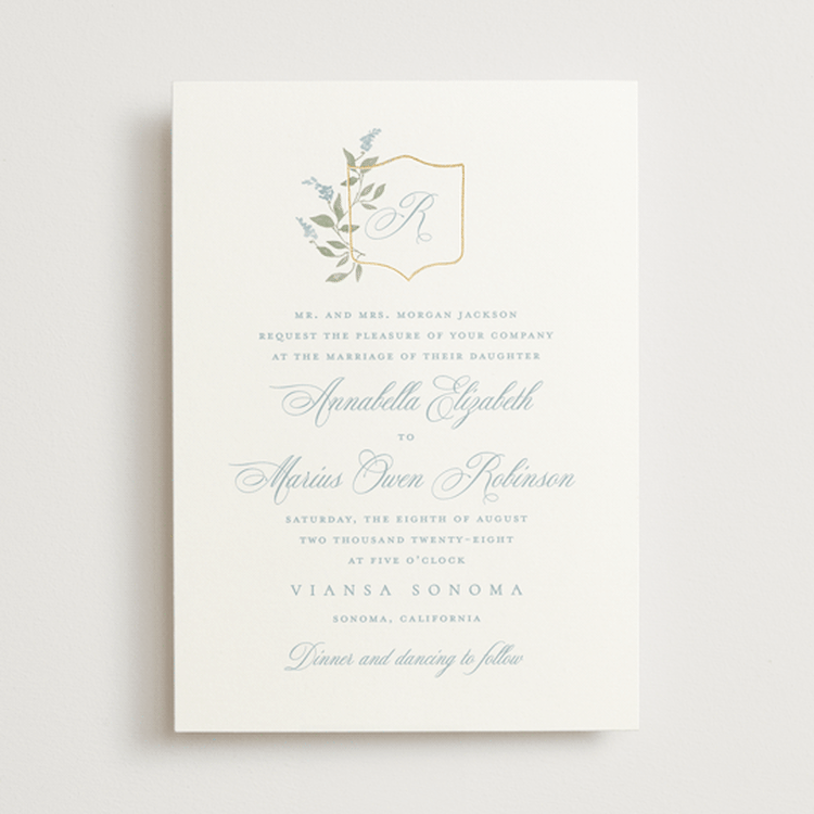 "Marmont" - Wedding Invitations in Bluebell by Kristie Kern - Front