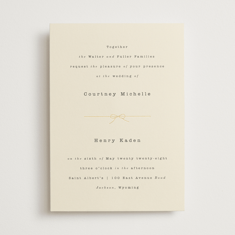"Bow Tie" - Wedding Invitations in Ivory by Baumbirdy - Front