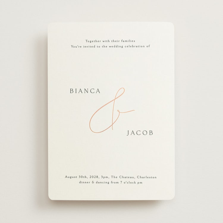 "Eloquent" - Wedding Invitations in Cotton by Angela Thompson - Front