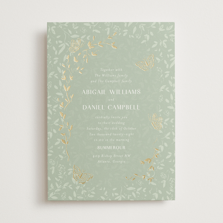"Southern Romance" - Wedding Invitations in Pistachio by Simona Camp - Front
