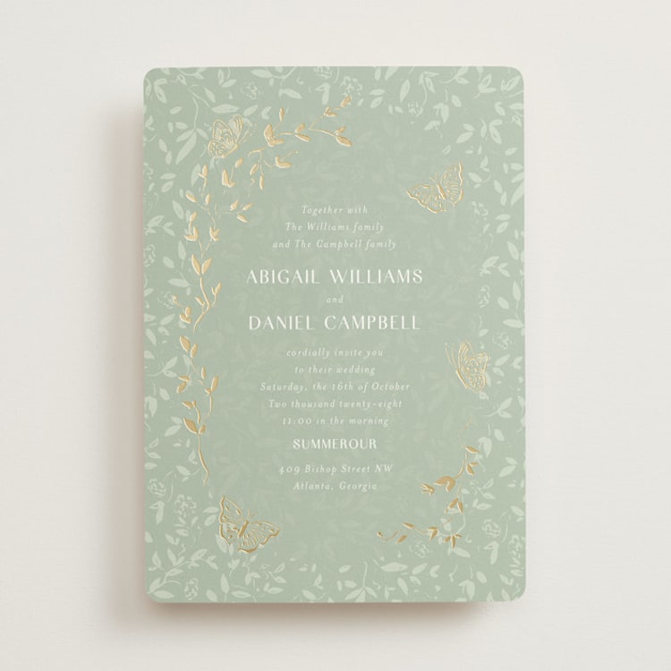 "Southern Romance" - Wedding Invitations in Pistachio by Simona Camp - Front