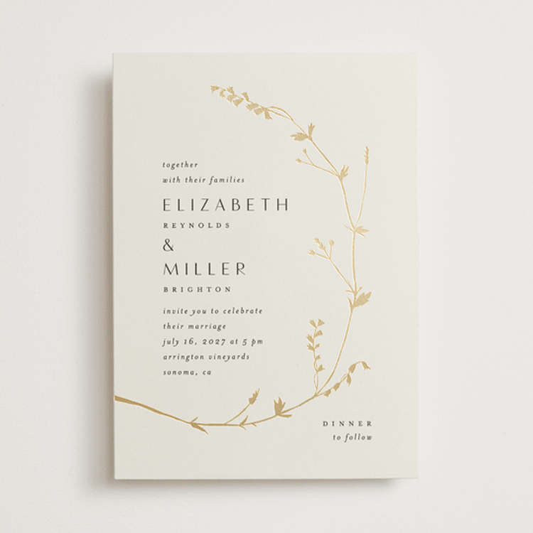 "Vine Wrap" - Wedding Invitations in Cotton by Amy Kross - Front