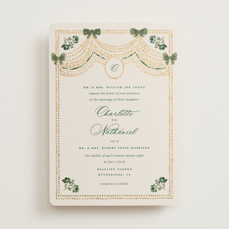"Tuileries" - Wedding Invitations in Emerald by Claudia Orengo - Front