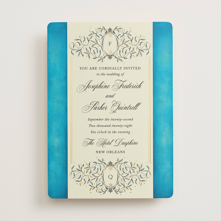 "Josephine" - Wedding Invitations in Marine by Jackie Crawford - Front