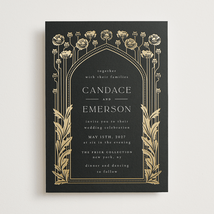 "Nouveau flowers" - Wedding Invitations in Onyx by Ana de Sousa - Front