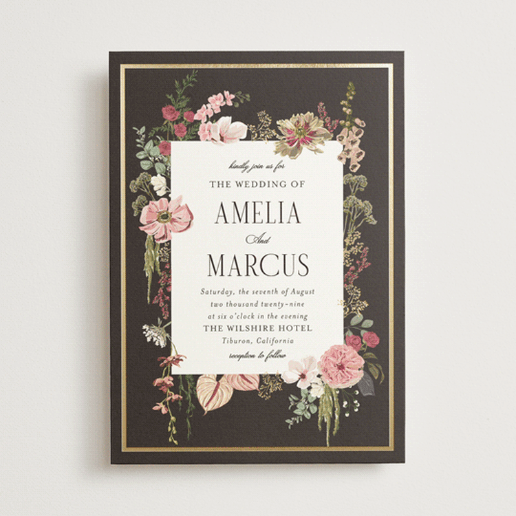 "Flourishing" - Wedding Invitations in Blush by Susan Moyal - Front
