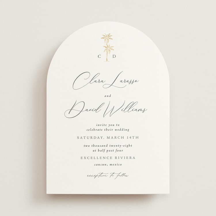 "Palm Monogram" - Wedding Invitations in Leaf by Olivia Raufman - Front