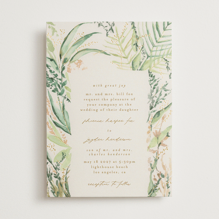 "fresh tropical" - Wedding Invitations in Greenery by Phrosné Barwood - Front