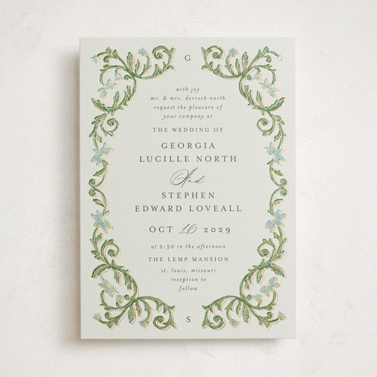 "grandeur" - Wedding Invitations in Bluebell by Jen Owens - Front
