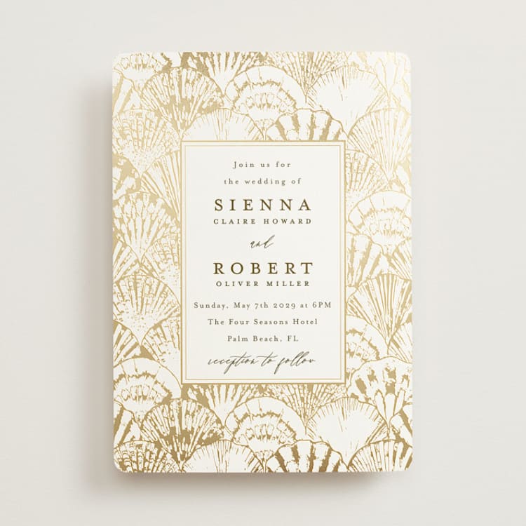 "By the Seashore" - Wedding Invitations in Pearl by Maria Alou - Front