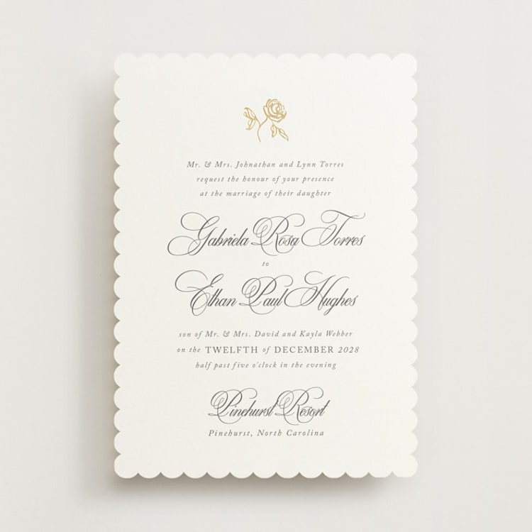 "Here With You" - Wedding Invitations in Classic Bride by Design Lotus - Front