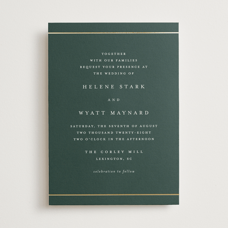 "Style and grace" - Wedding Invitations in Forest by Stacey Meacham - Front
