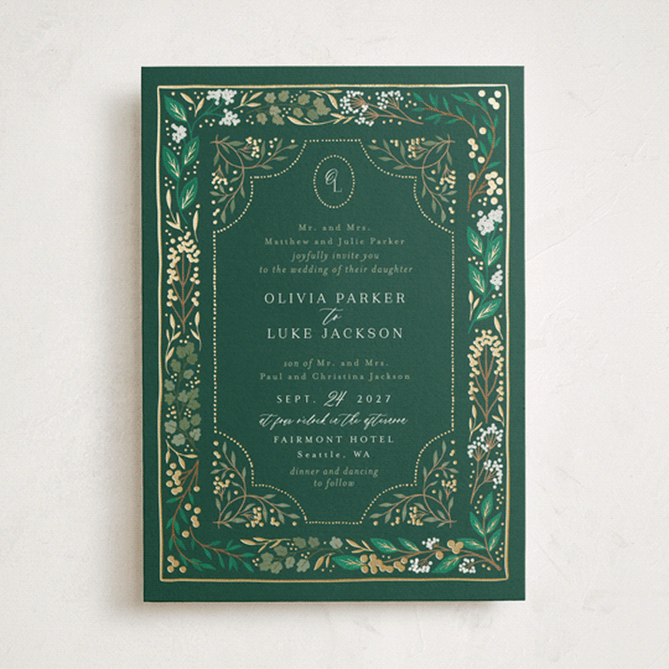 "Illuminated Storybook" - Wedding Invitations in Evergreen by Alethea and Ruth - Front