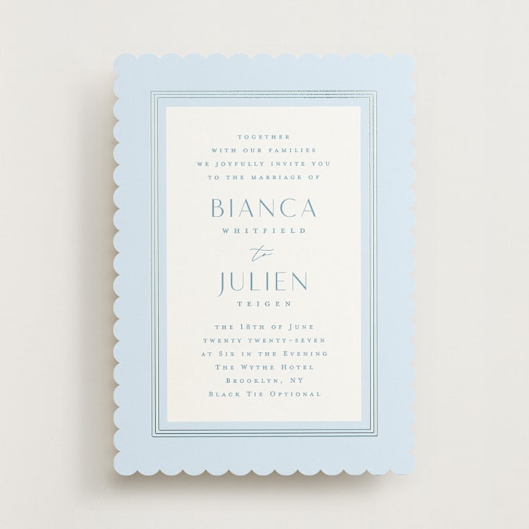 "Soleil" - Wedding Invitations in Sky by Kristie Kern - Front