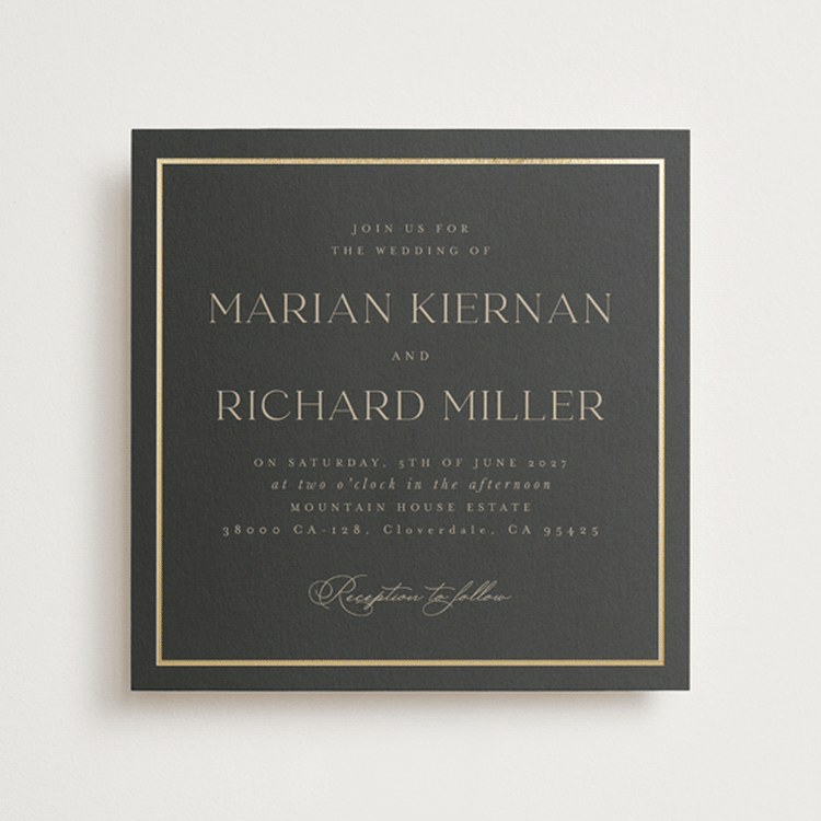 "Timeless Charm" - Wedding Invitations in Charcoal by Lucrecia Caporale - Front