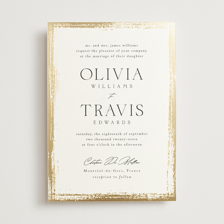 "Brushed Edge" - Wedding Invitations in Silk by Kelly Schmidt - Front