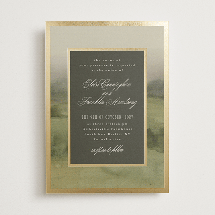 "Hillside" - Wedding Invitations in Graphite by Everett Paper Goods - Front