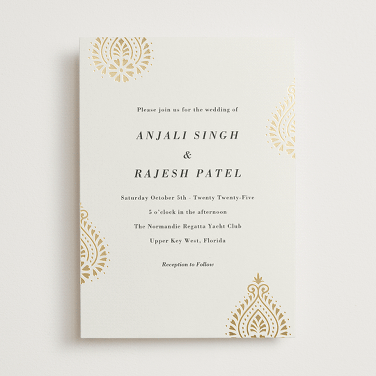 "Henna Stamp" - Wedding Invitations in Champagne by Oma N. Ramkhelawan - Front